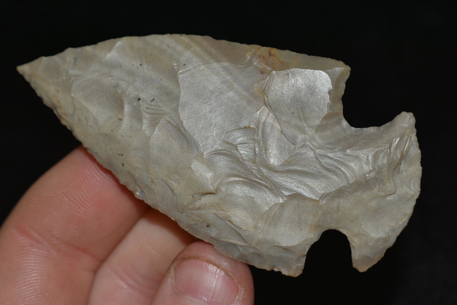 3 1/8" Gibson found in Jackson Co., Illinois, Ex. Mitch: 3 1/8" Gibson found in Jackson Co., Illinois, Ex. Mitch Lewis, Nick Gatses Authentic Native American Arrowhead