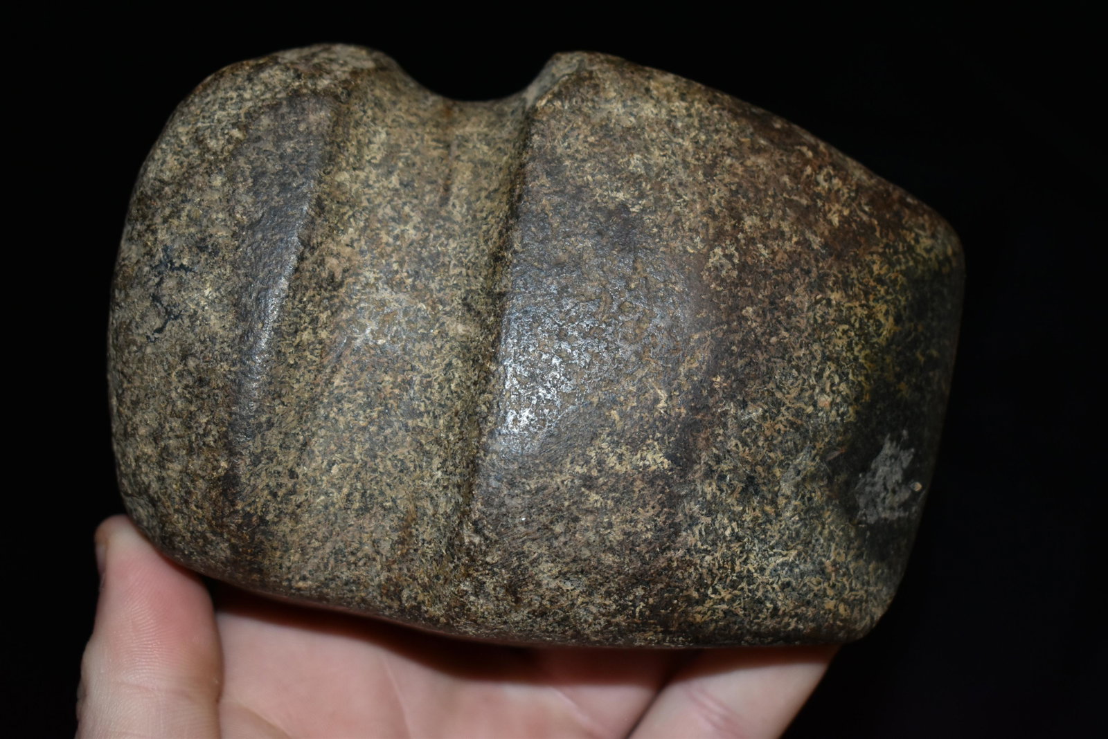 5 1/8" Three Quarter Groove Axe, found on a Slag Pile: 5 1/8" Three Quarter Groove Axe, found on a Slag Pile in Monroe Co., Iowa, Great Fluted Sides, Authentic Native American Artifact