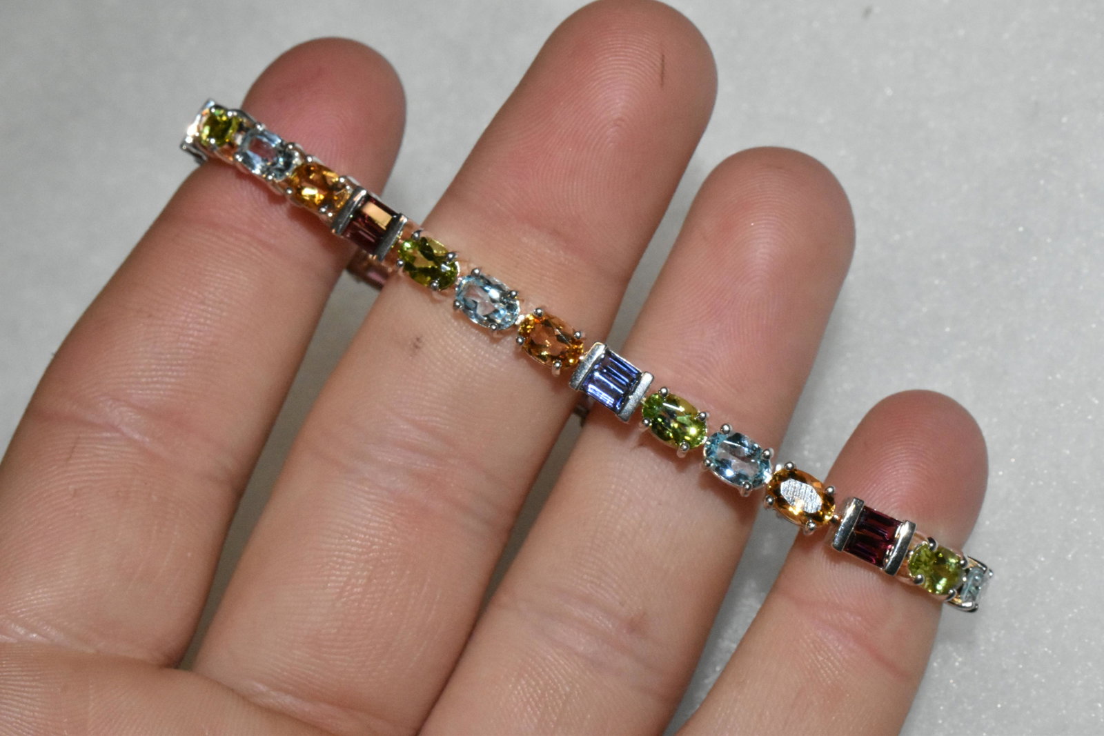 Semi Precious stone sterling tennis bracelet.: Semi Precious stone sterling tennis bracelet.