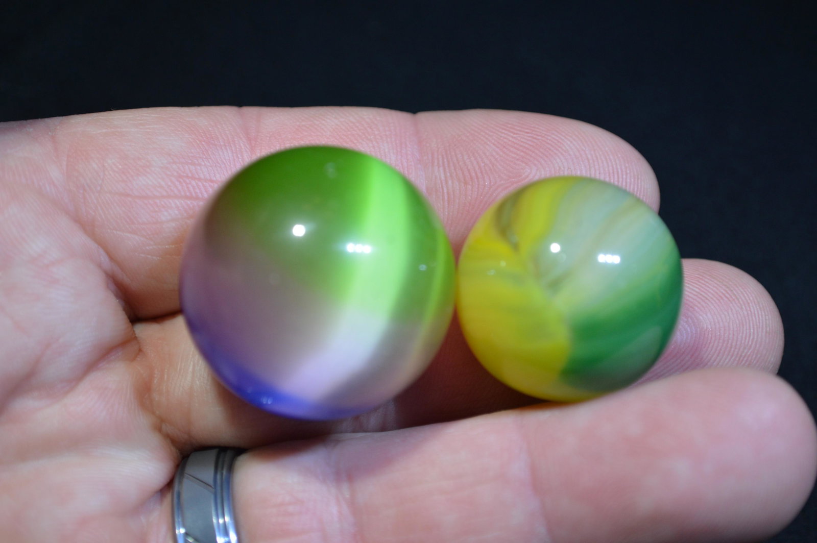 2 Shooter Marbles in Great Condition one is a: 2 Shooter Marbles in Great Condition one is a Christensen Agate Co.