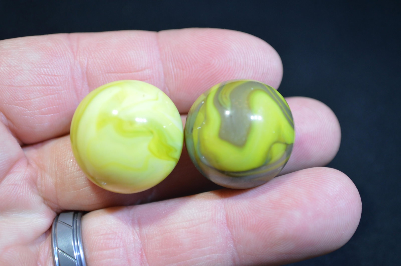 2 Christensen Agate Co. Shooter Marbles in Great: 2 Christensen Agate Co. Shooter Marbles in Great Condition