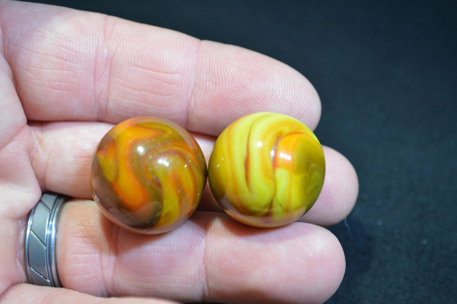 2 Christensen Agate Co. Shooter Marbles in Great (1 of 5)