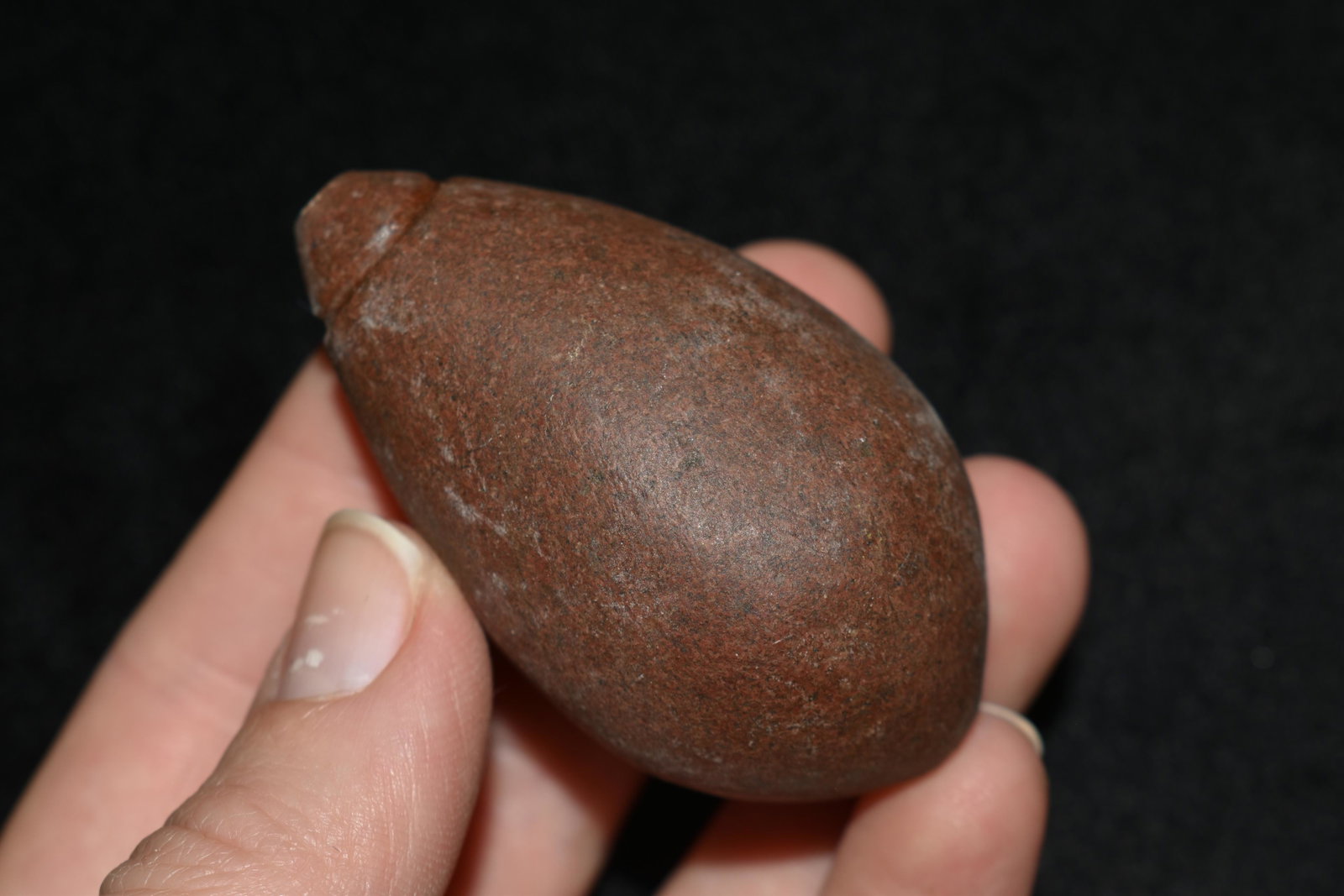 2 5/8" Hardstone Grooved Plummet, Reproduction, Great: 2 5/8" Hardstone Grooved Plummet, Reproduction, Great Study Relic