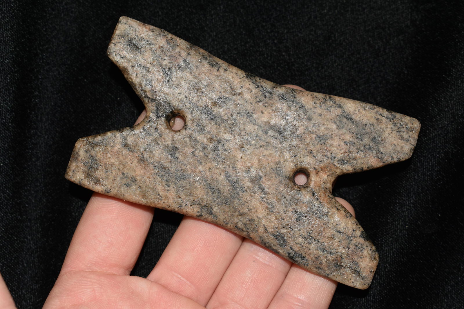 3 7/8" Hardstone Gorget, Reproduction, Great Study: 3 7/8" Hardstone Gorget, Reproduction, Great Study Relic