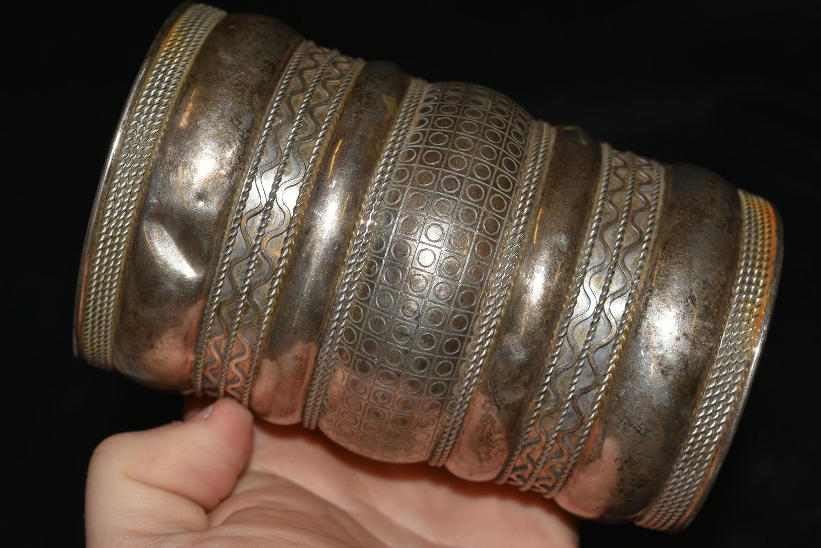 5" Embellished Silver Cuff/ Bangle, Vintage Jewelry (1 of 5)
