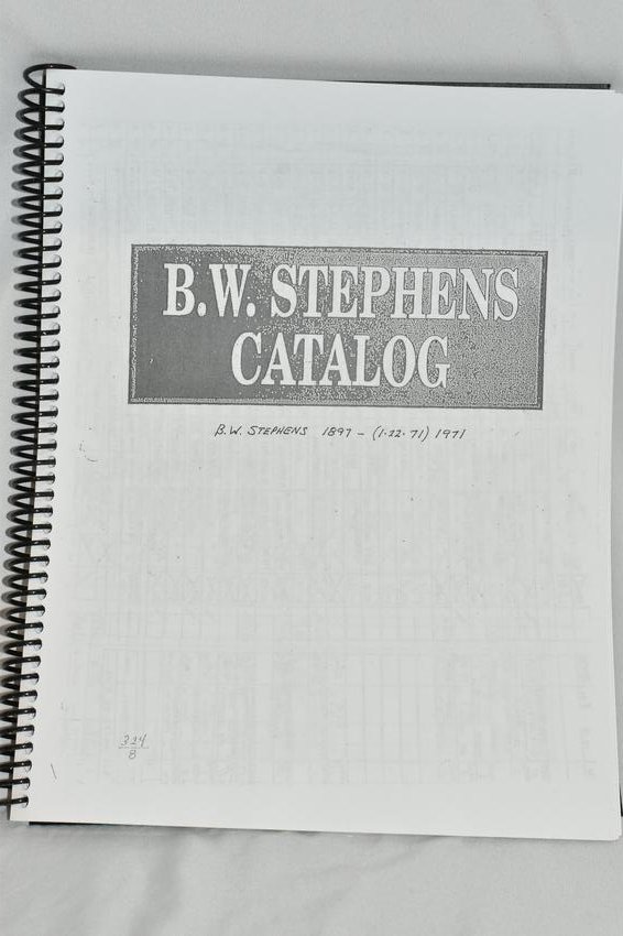 COPY OF THE B.W. STEPHENS COLLECTION CATALOG, A FAMOUS: COPY OF THE B.W. STEPHENS COLLECTION CATALOG, A FAMOUS OLD TIME INDIAN ARTIFACT COLLECTOR