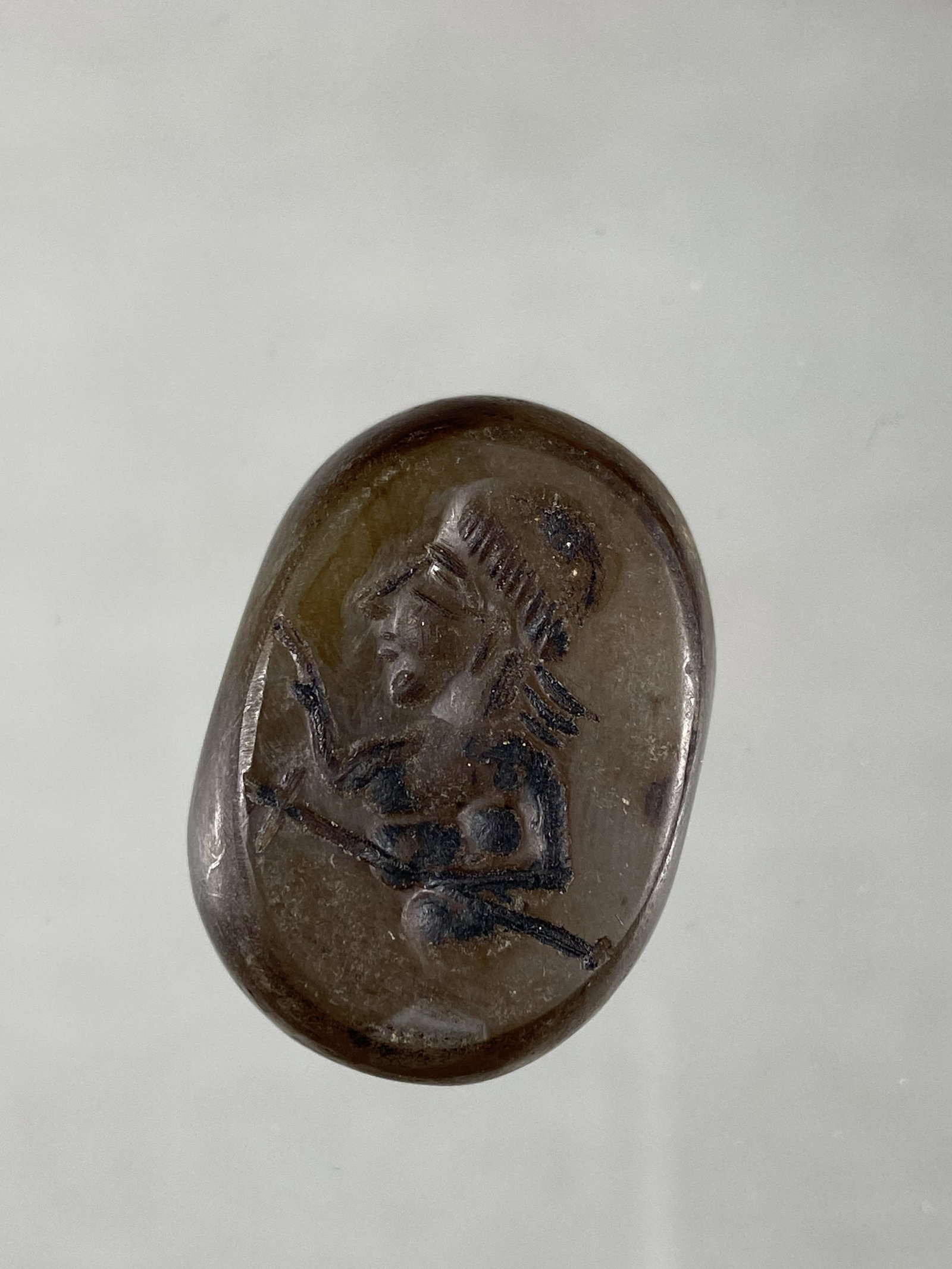 ROMAN BRONZE AGE INTAGLIO ENGRAVED SEAL / STAMP, MADE: ROMAN BRONZE AGE INTAGLIO ENGRAVED SEAL / STAMP, MADE FROM AGATE