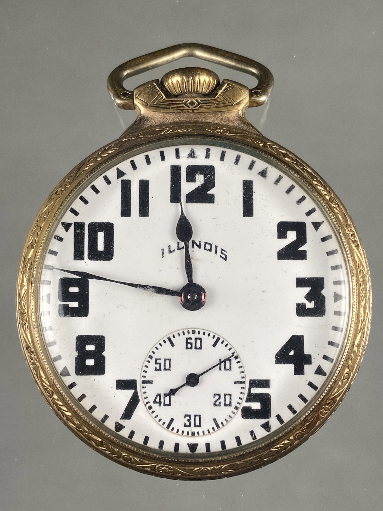 NICE GOLD PLATED ILLINOIS POCKET WATCH, OLD VINTAGE: NICE GOLD PLATED ILLINOIS POCKET WATCH, OLD VINTAGE ANTIQUE