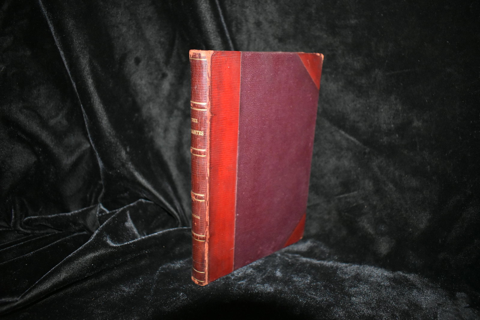 1888 The Dusantes 1st Edition: The Dusantes by Frank R. Stockton. Published by New York: Century Co. (1888). 1st Edition. Publishers original half leather with purple boards. Very good condition. Shelf wear to corners. 150 pgs. 7 3