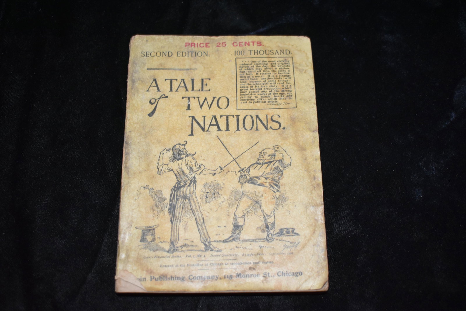 1894 A Tale of Two Nations: A Tale of Two Nations by W. H. Harvey. Published by Coin Publishing Company, Chicago (1894). Good condition for a paperback of its age. Wear to corners and soiling/age toning to cover. Covers are stil