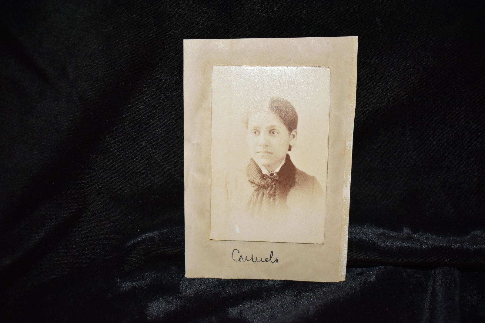 1870's Consuelo Clark CDV Photo: Consuelo Clark CDV photo. Photo would be late 1870's to early 1880's. This photo was glued to a page in a folio size book. To avoid damaging it I didn't remove it from the paper. The photographer info