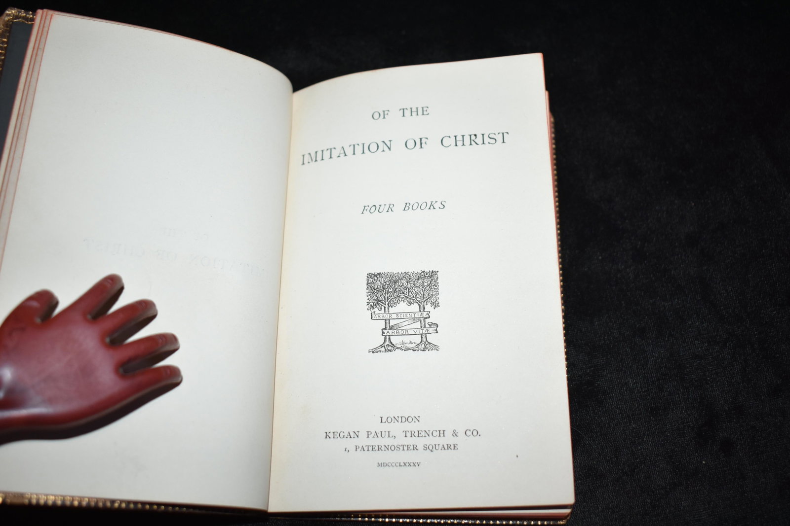 1885 Of The Imitation of Christ: 1885 Of The Imitation of Christ by Thomas A Kempis. Published by Kegan Paul, Trench and Co (1885). Very Good condition. Publishers original velum or thin leather flexible cover with gold gilt to spine