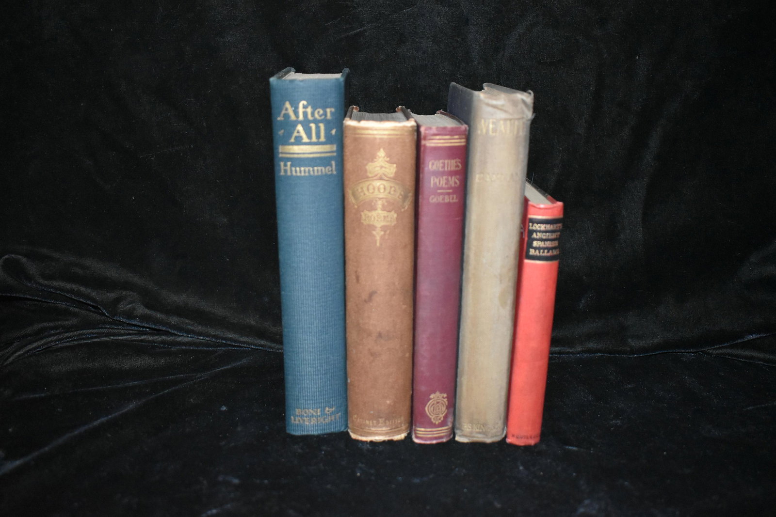 5 Antique Early 1900's Books: After All by George F. Hummel 1924. Excellent condition.; Wealth: A Brief Explanation of the Causes of Economic Welfare by Edwin Cannan 1914. 1st Edition. Cover is rough and it is missing first blank 