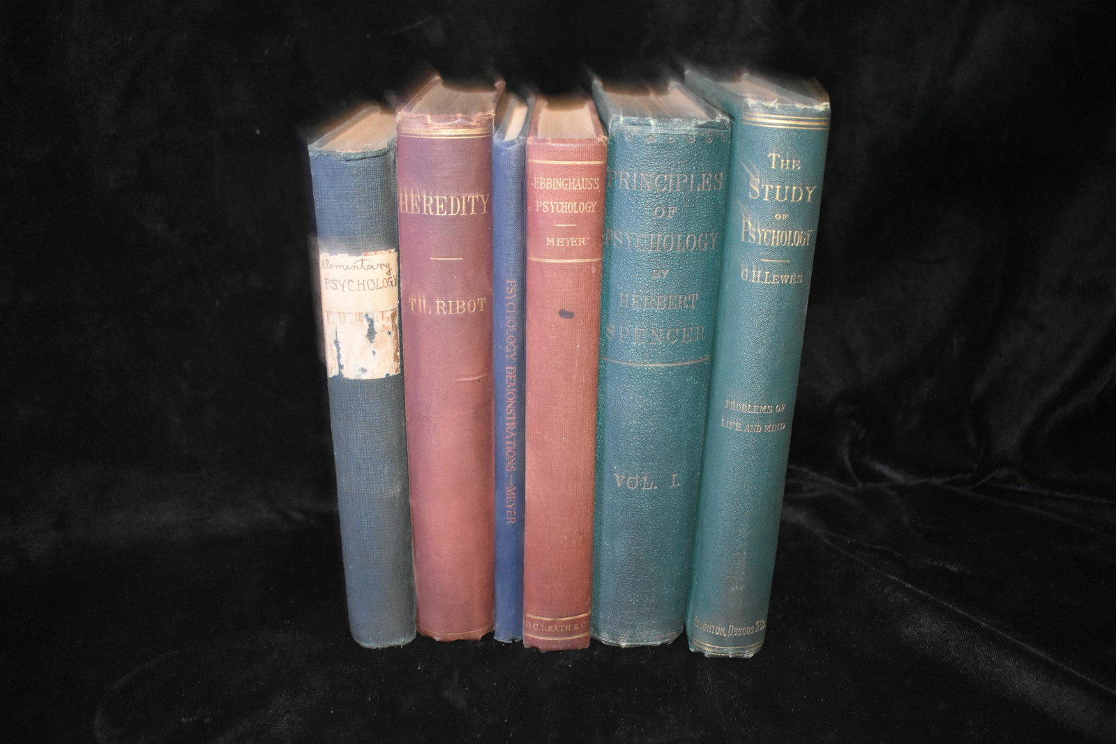 6 Antique Psychology Books 1874-1922: 6 Antique Psychology Books. Heredity by T. H. Ribot 1874; Psychology by Hermann Ebbinghaus 1908; Problems of Life and Mind George Henry Lewes 1879; Elementary Psychology by Daniel Putnam 1889; A Brief