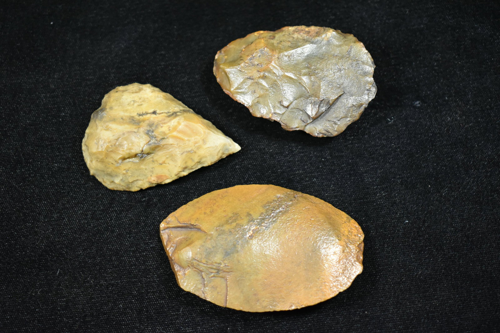 Lot of 3 Flint Scrapers, FL, Native American Artifacts: Lot of 3 Flint Scrapers, FL, Native American Artifacts