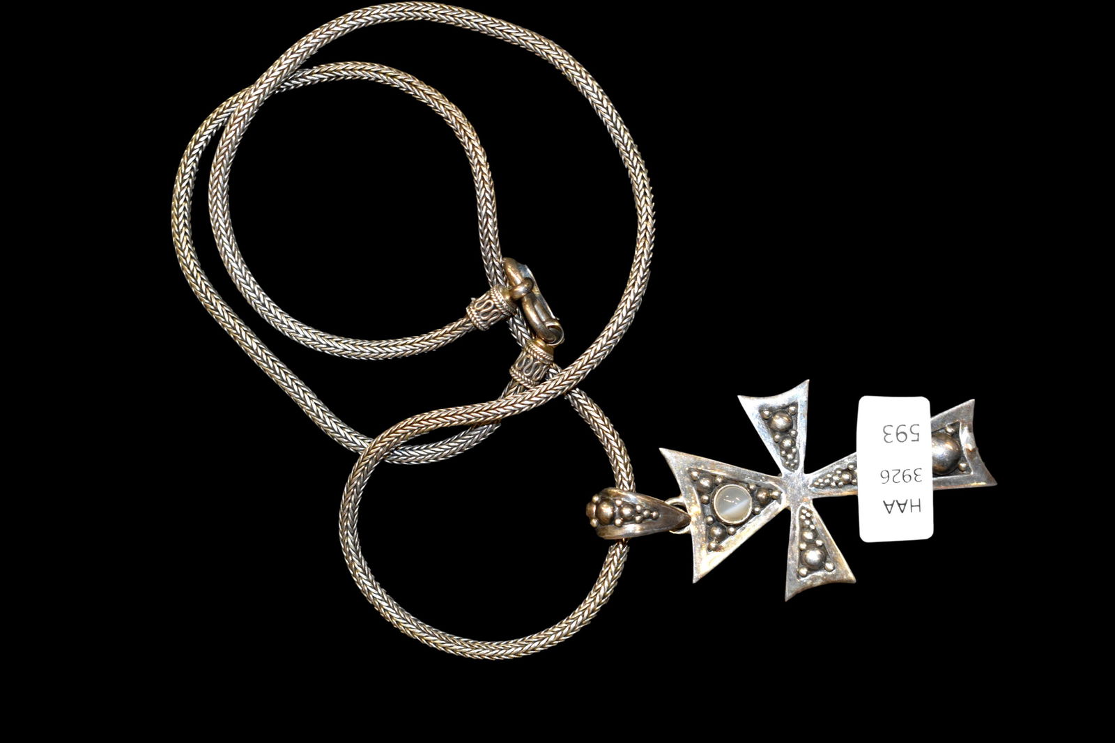 2" Moonstone Inlaid in Sterling Silver Cross Pendant (1 of 4)