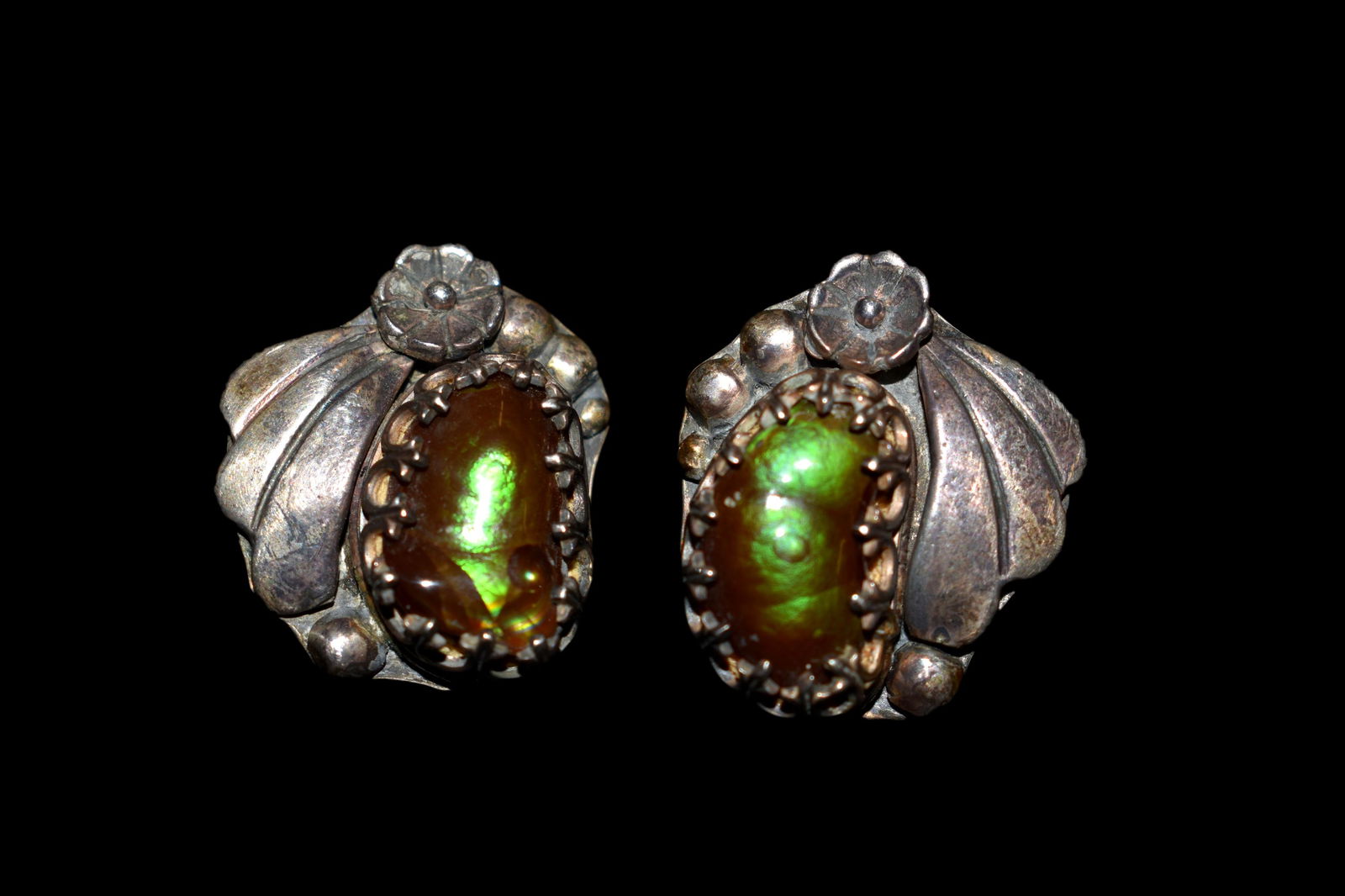 Signed Vintage Fire Agate Sterling Silver Pair of (1 of 4)