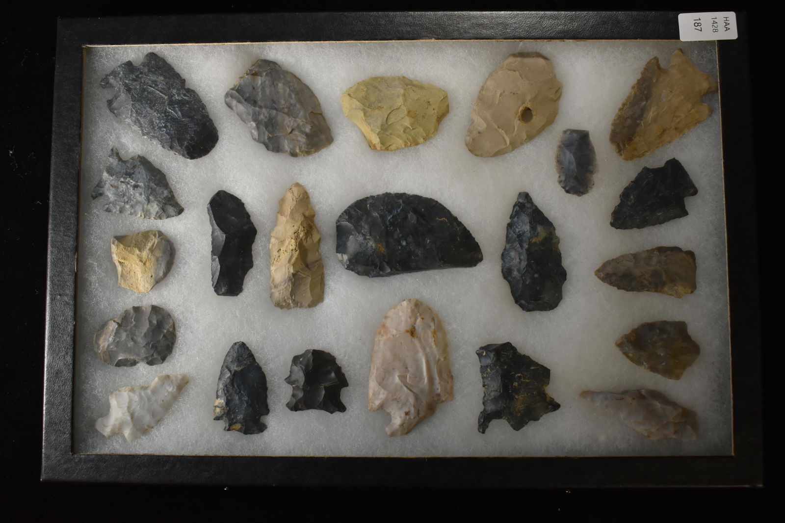 Frame of 22 Flint Arrowheads & Tools from Coshocton, (1 of 3)