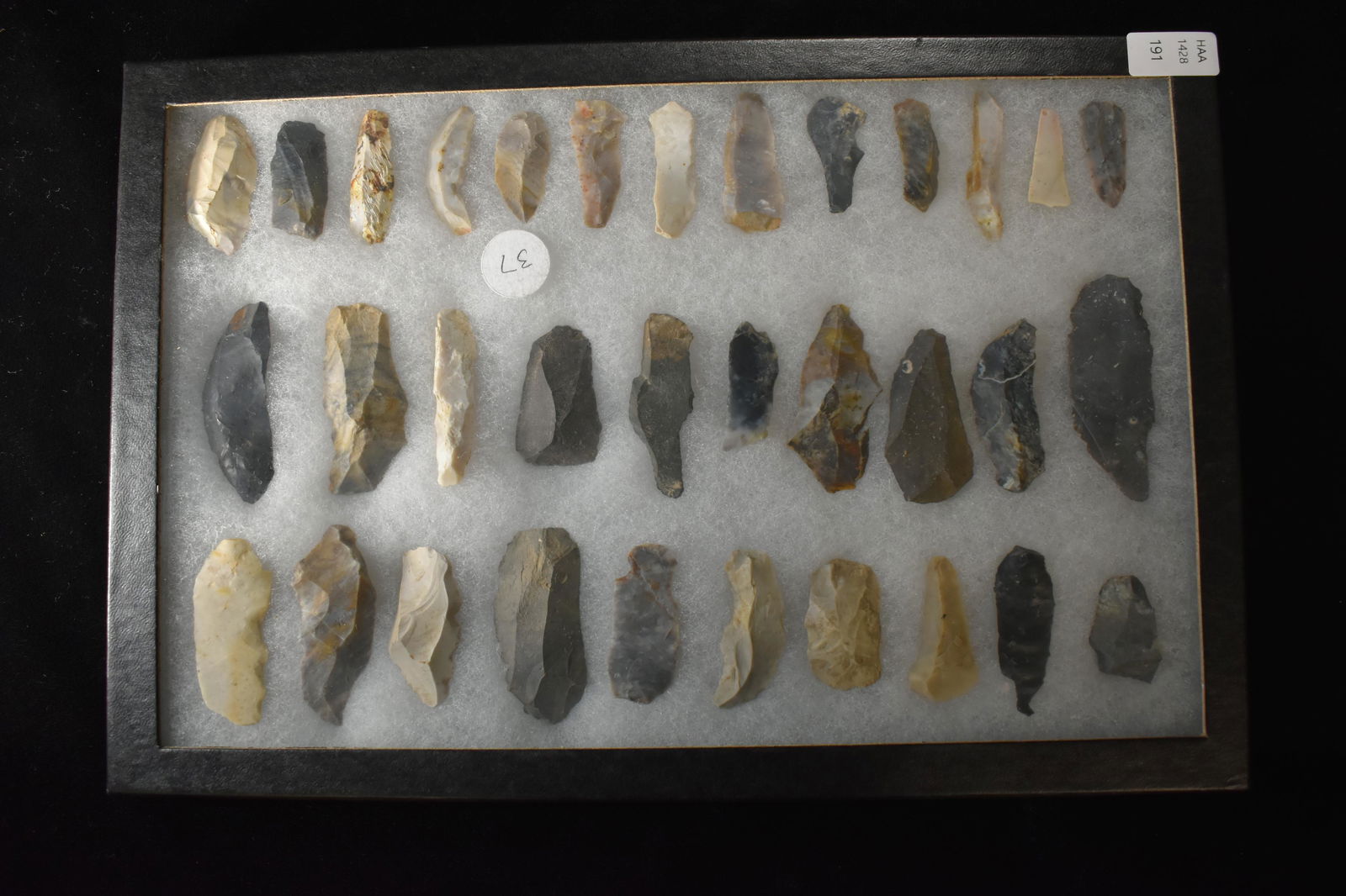 Frame of 33 Manilla Blades and Points, OH,  Native (1 of 3)