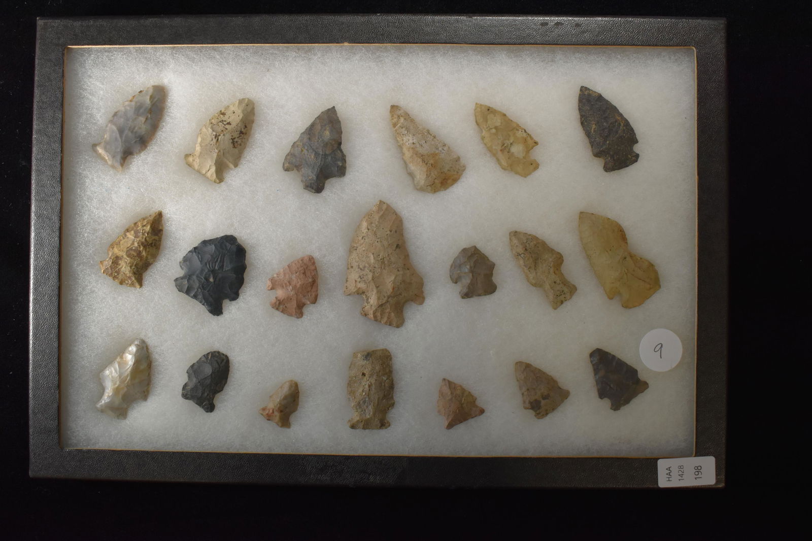 Frame of 20 Common Flint Points, OH,  Native American (1 of 3)