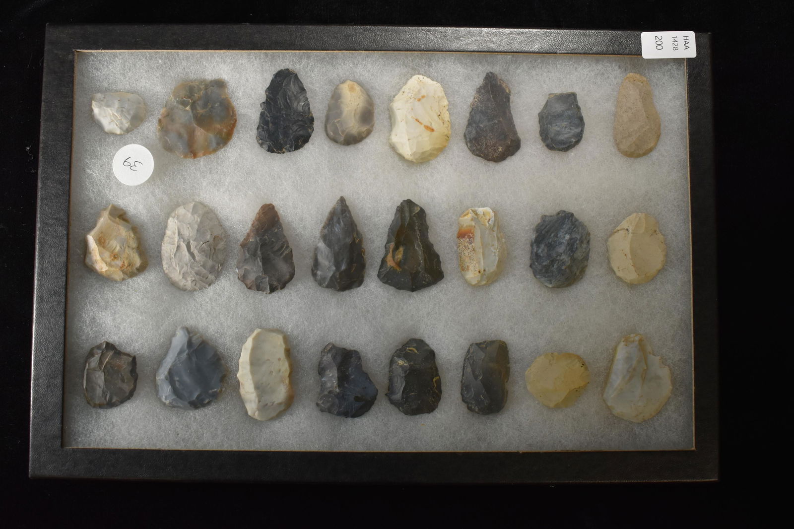 Frame of 24 Flint Thumscrapers and Blades, OH,  Native (1 of 3)