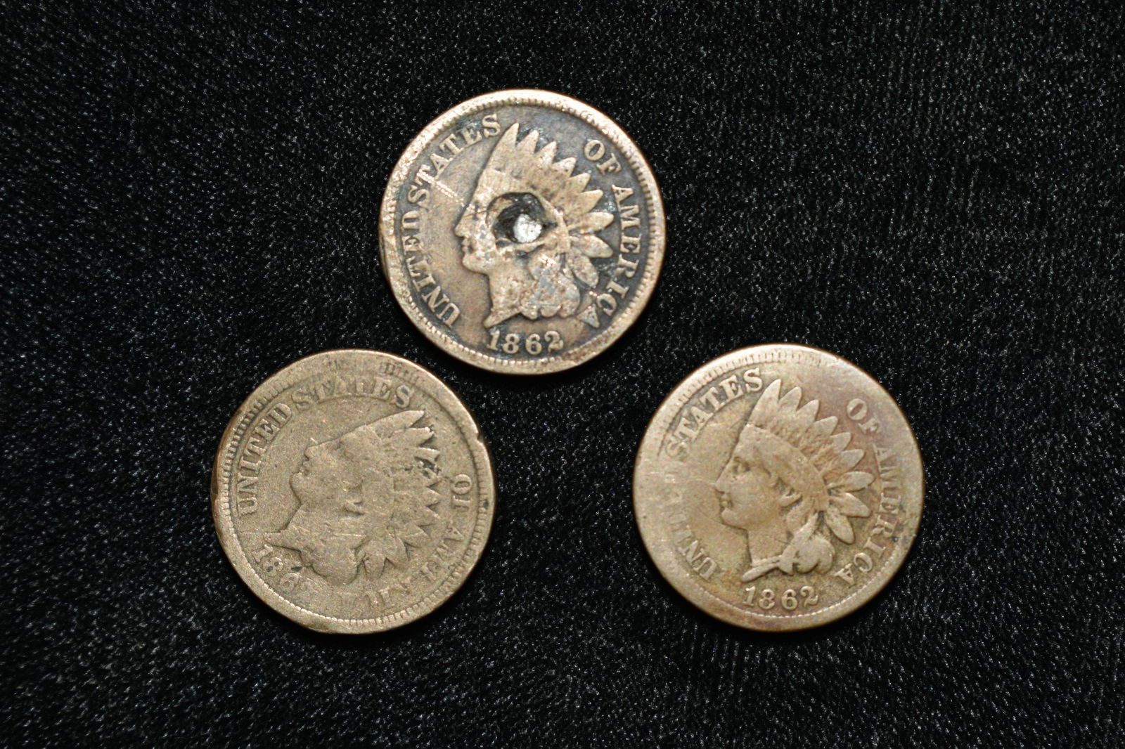 Lot of 3 Indian Head Pennies, US Currency (1 of 3)