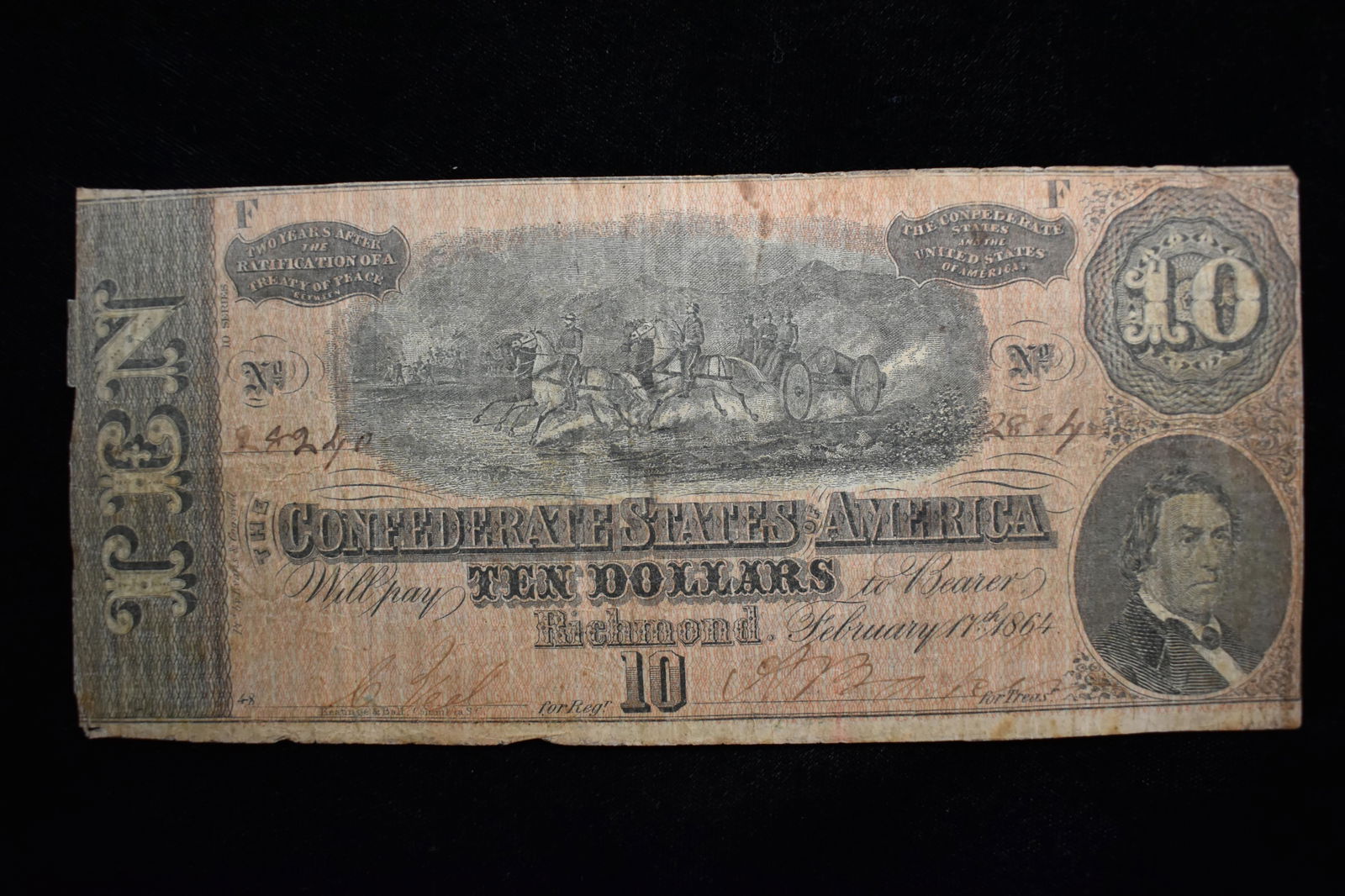 Ten Dollar Confederate States Note 1864 (1 of 3)