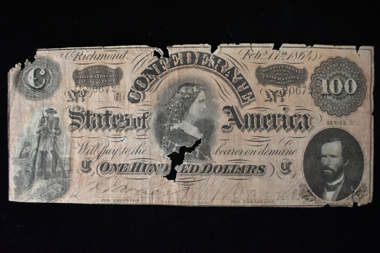 100 Dollar Confederate Note 1864 (1 of 3)