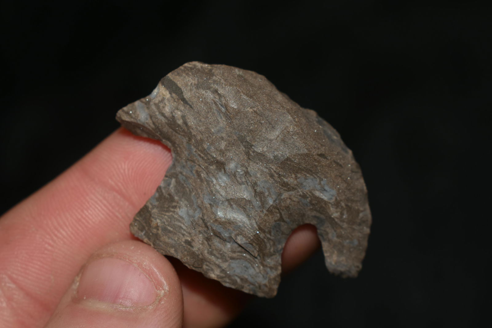 1 5/8" WIDE ARCHAIC CORNERNOTCH HAFTED SCRAPER FOUND IN (1 of 5)