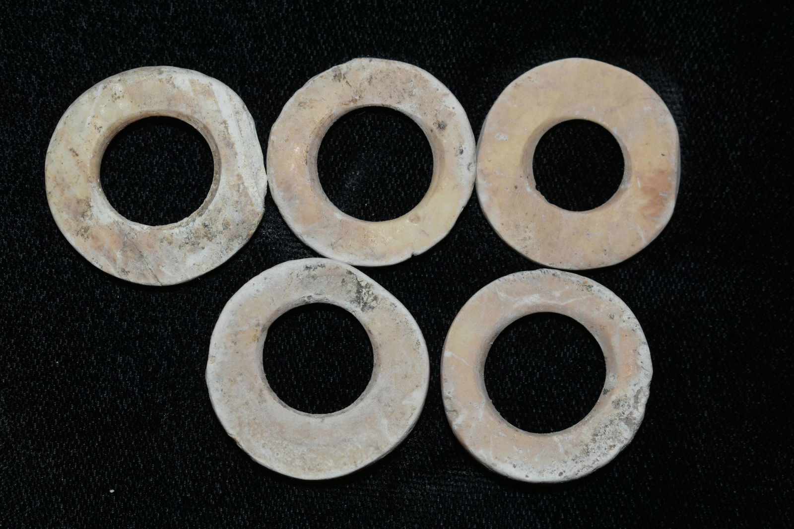 LOT OF 5 LARGE PRE-COLUMBIAN SHELL DISC BEADS FROM (1 of 3)