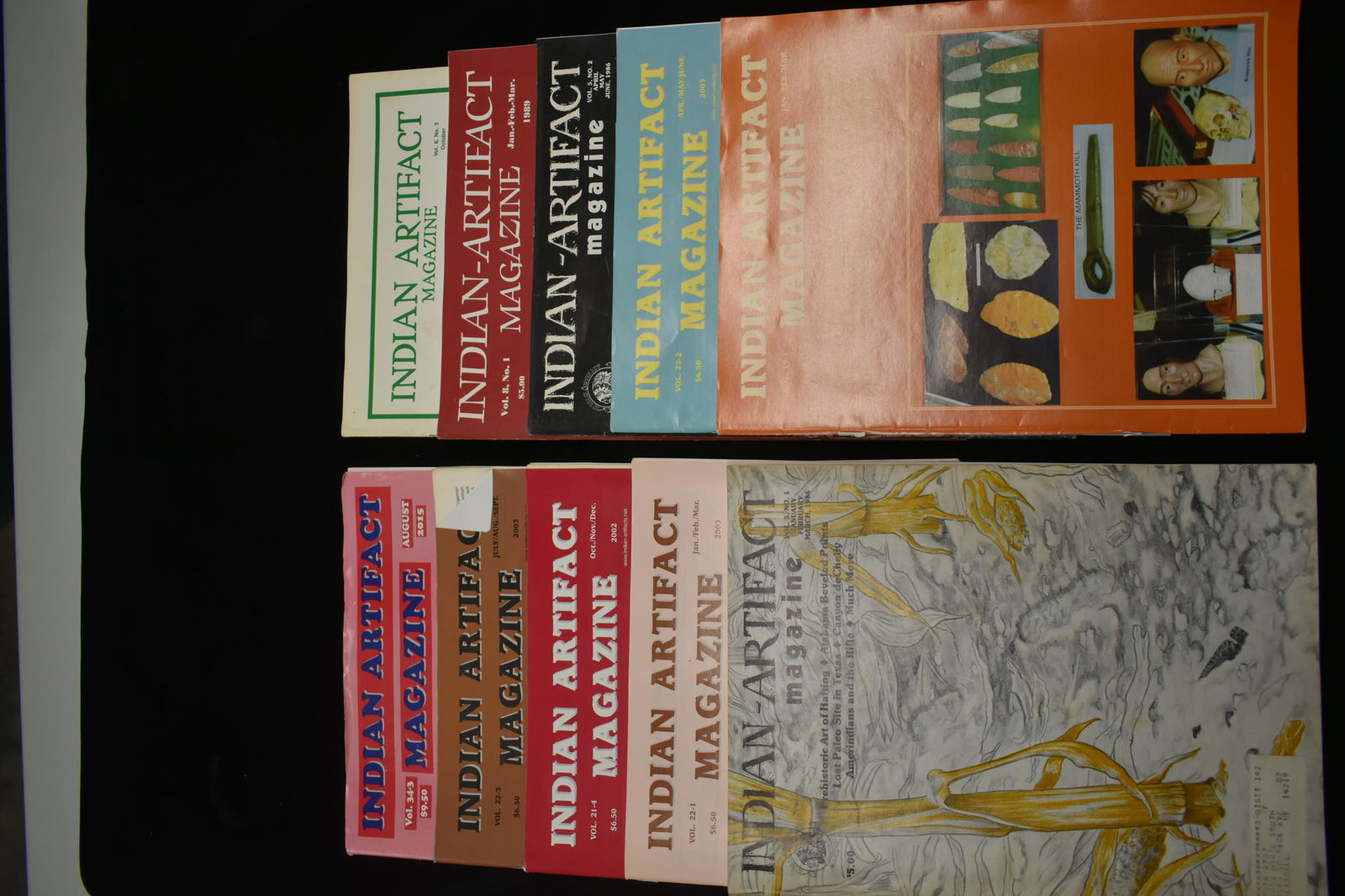 LOT OF 10 INDIAN ARTIFACT MAGAZINES, PIPES, (1 of 1)