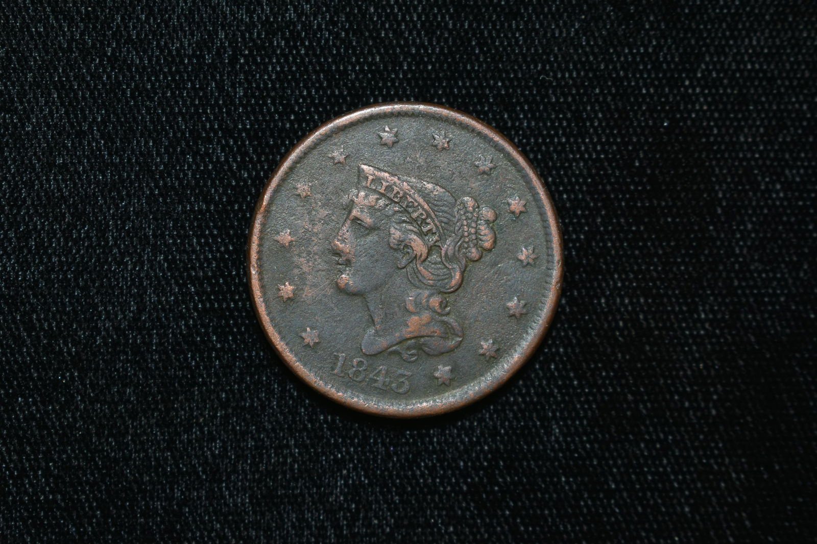NICE 1843 LARGE CENT, EARLY US COIN, NICE CONDITION (1 of 3)