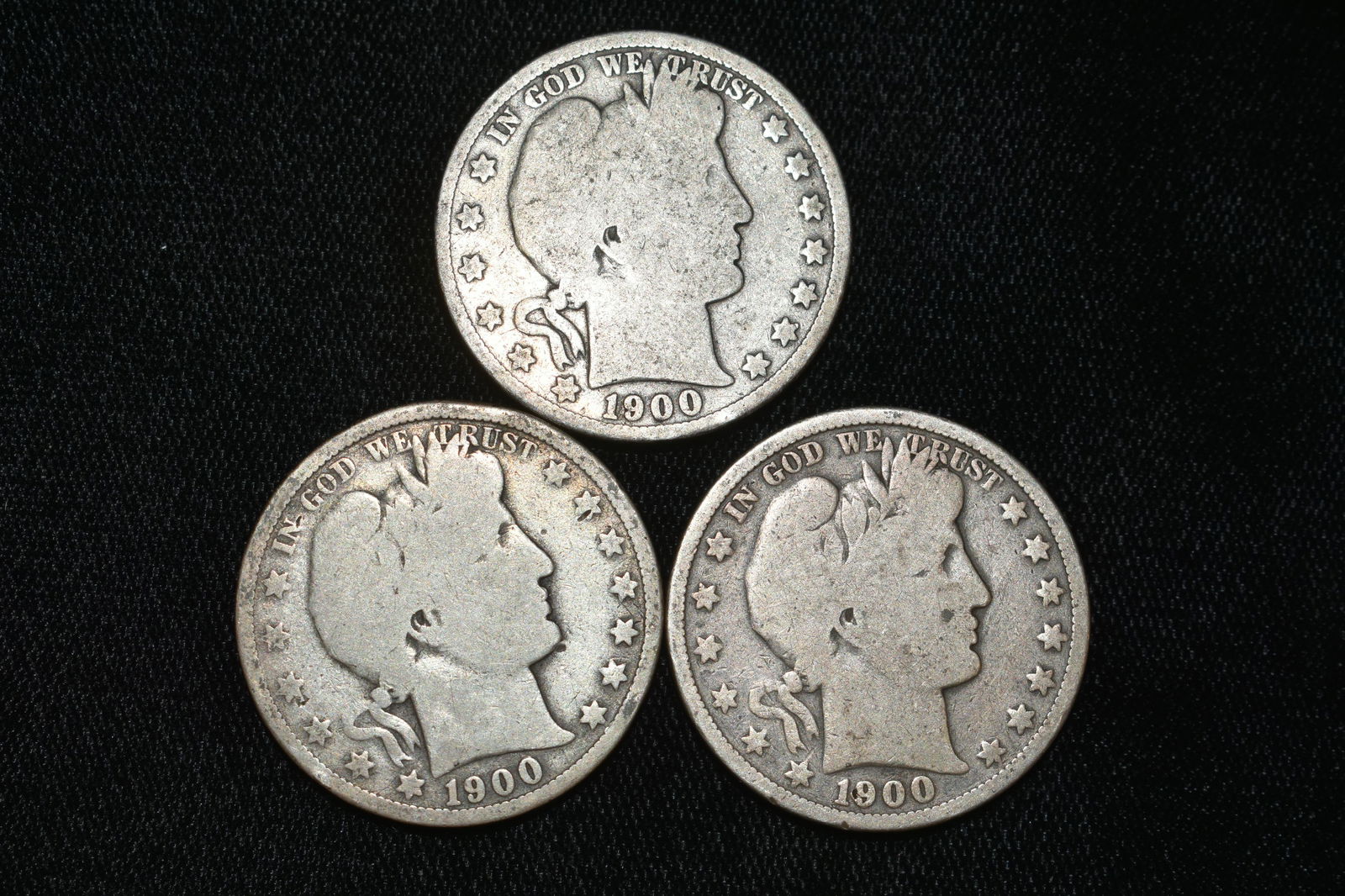 LOT OF 3 BARBER /LIBERTY SILVER HALF DOLLARS FROM 1900, (1 of 2)