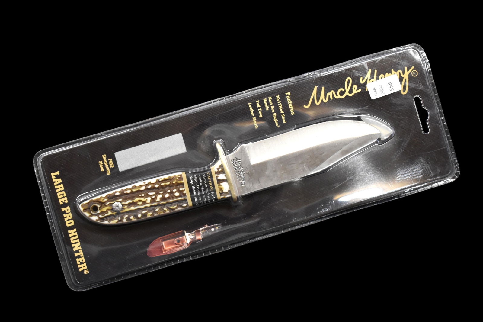 9 1/2" Uncle henry Knife, Antler Handle, In Package (1 of 3)
