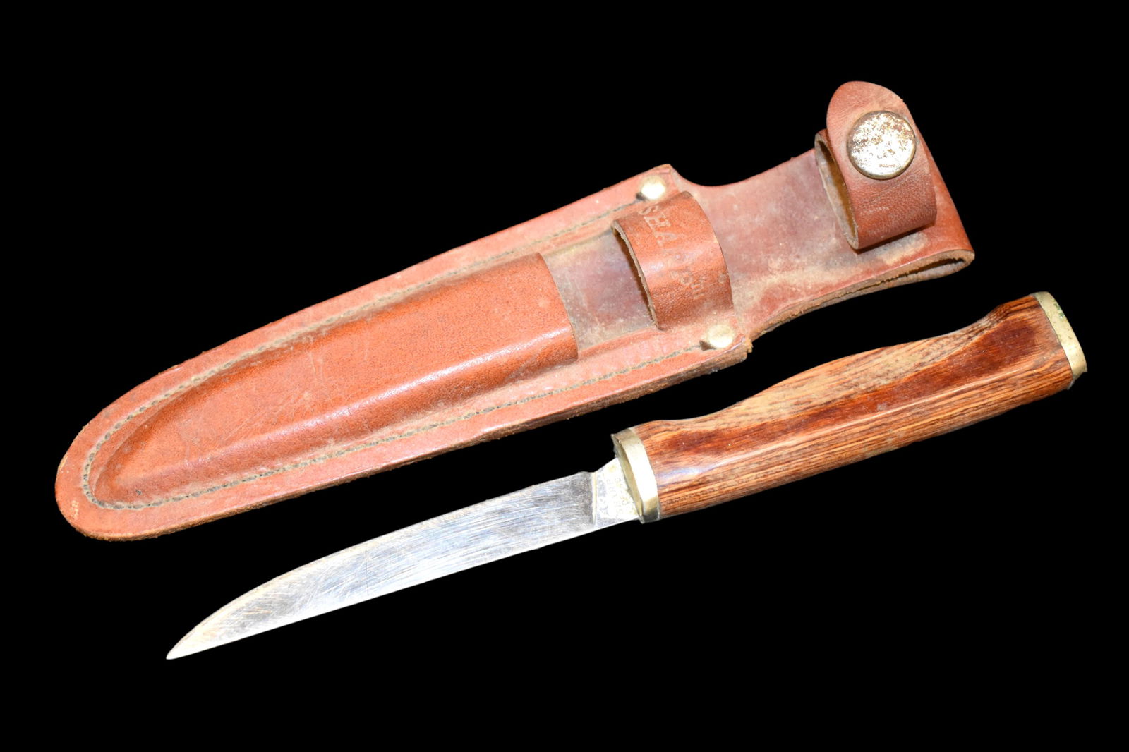 8 3/4" Knife with Leather Sheath, Japan (1 of 4)