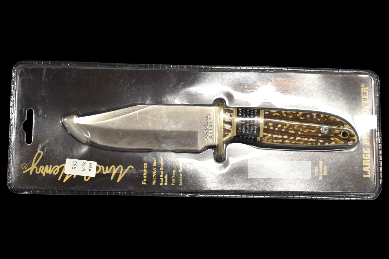 9 1/2" Uncle henry Knife, Antler Handle, In Package (1 of 3)