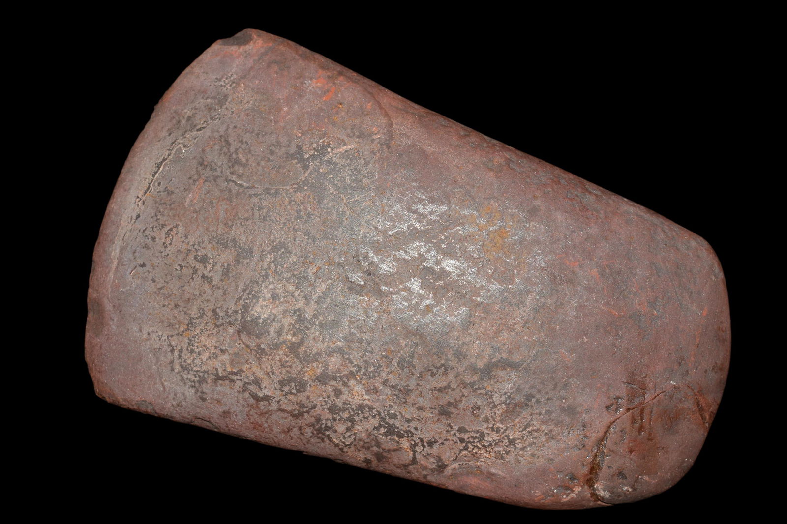 4 1/4" Hematite Celt, Chunk broken and reglued on butt, (1 of 6)