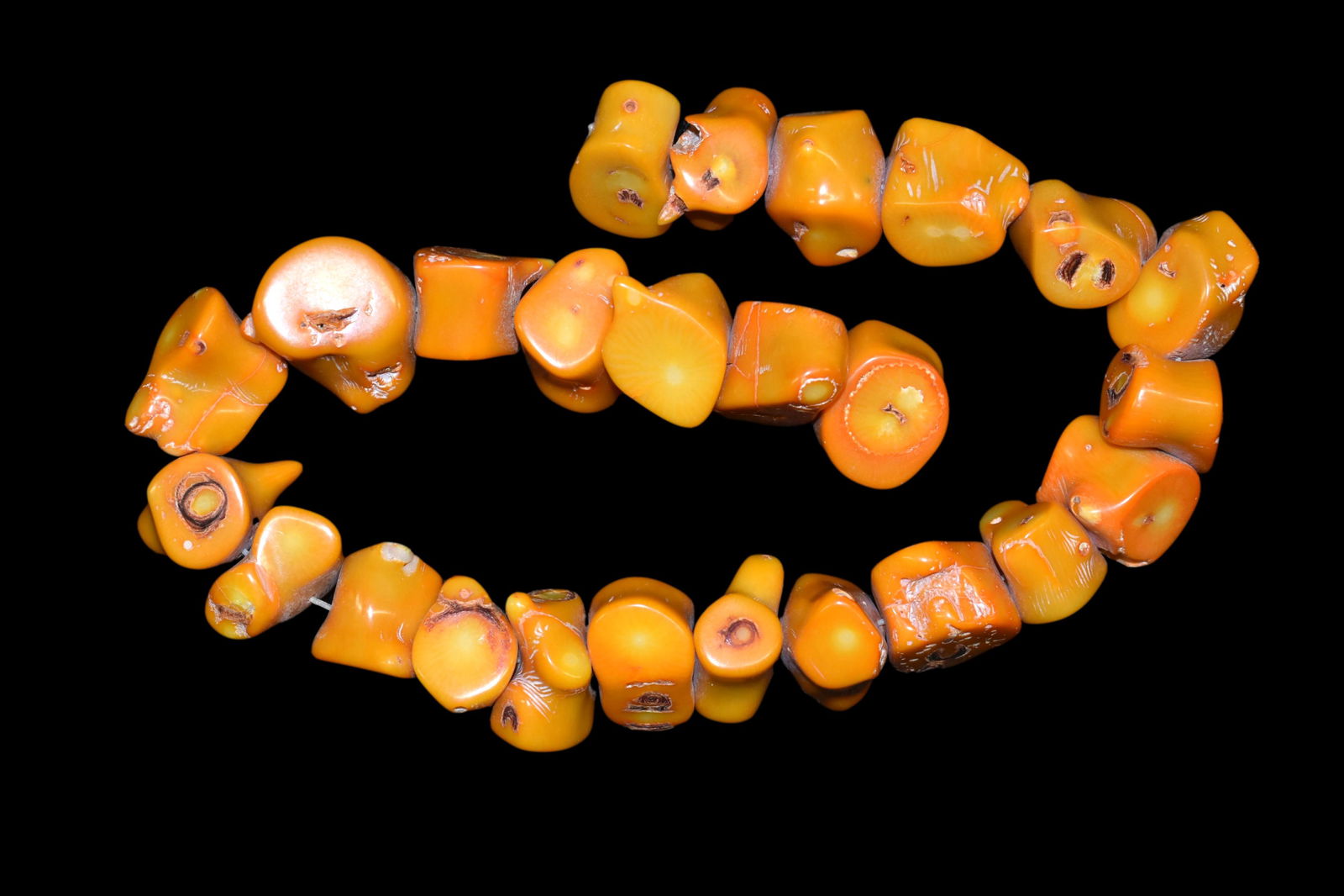 17" Strand of Orange Dyed Coral Beads, Mediterranean (1 of 3)
