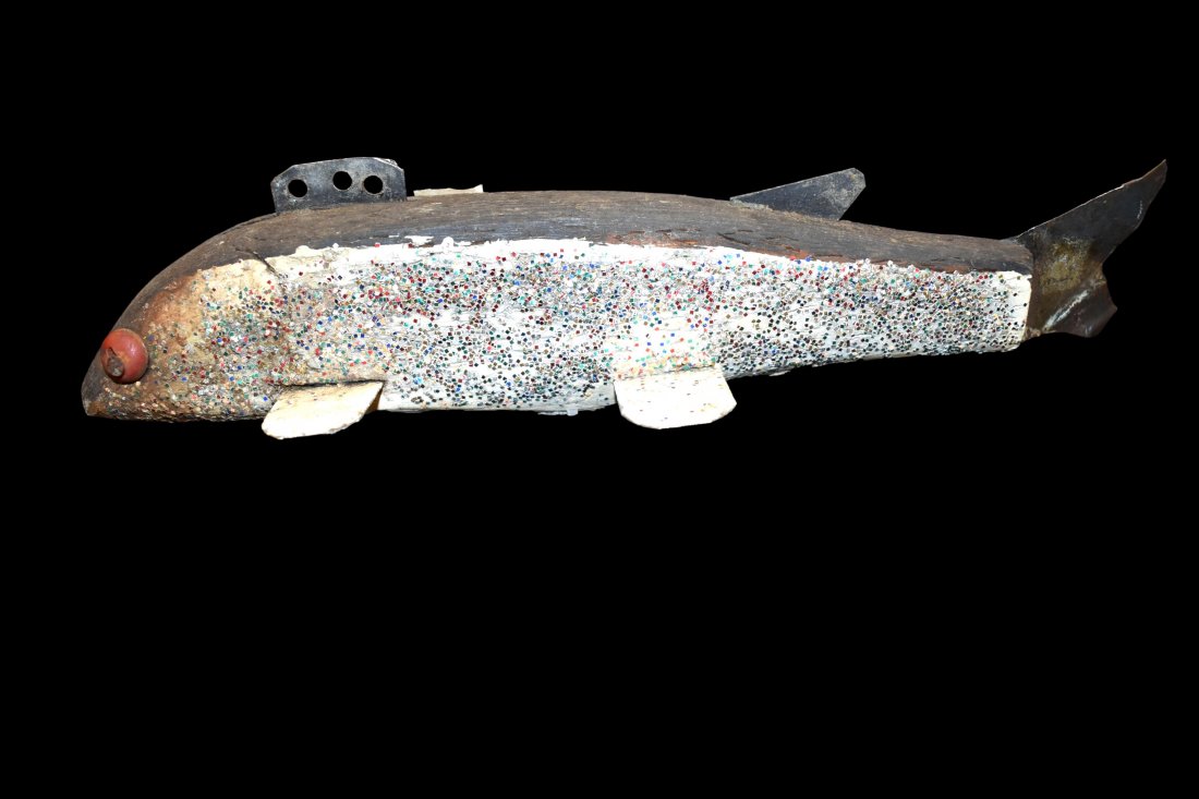9 3/4" Vintage Wood & Metal Fish Spearing Decoy Made by (1 of 5)
