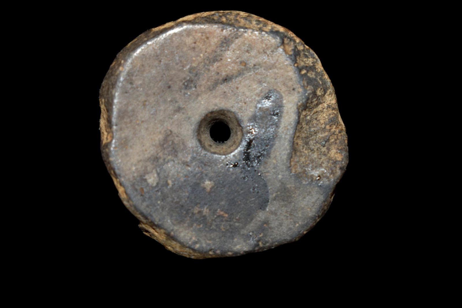 1 3/4" Drilled Pottery Bead Found by George Ceis in (1 of 4)