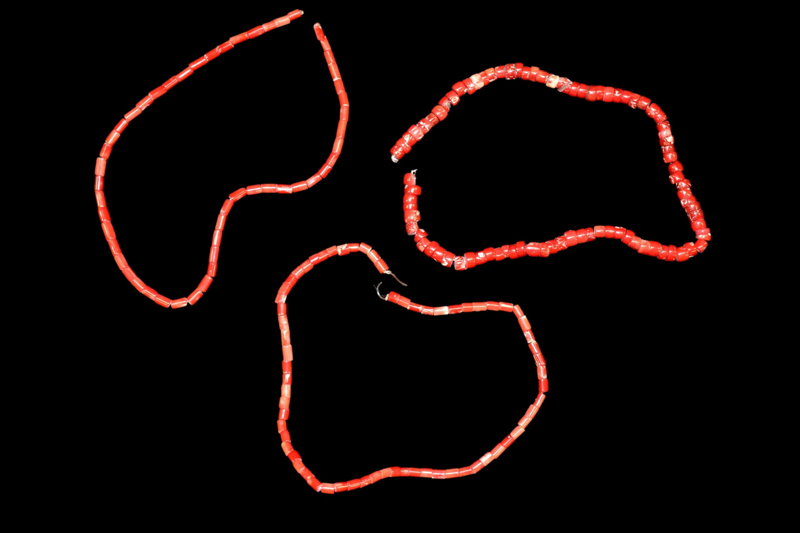 Lot of 3 Strands of Red Coral Beads: Lot of 3 Strands of Red Coral Beads