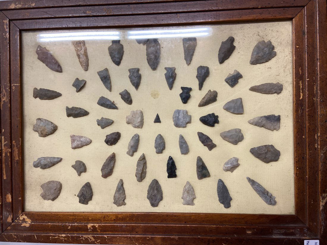24 1/4" x 18" Frame Containing Arrowheads, Authentic (1 of 5)