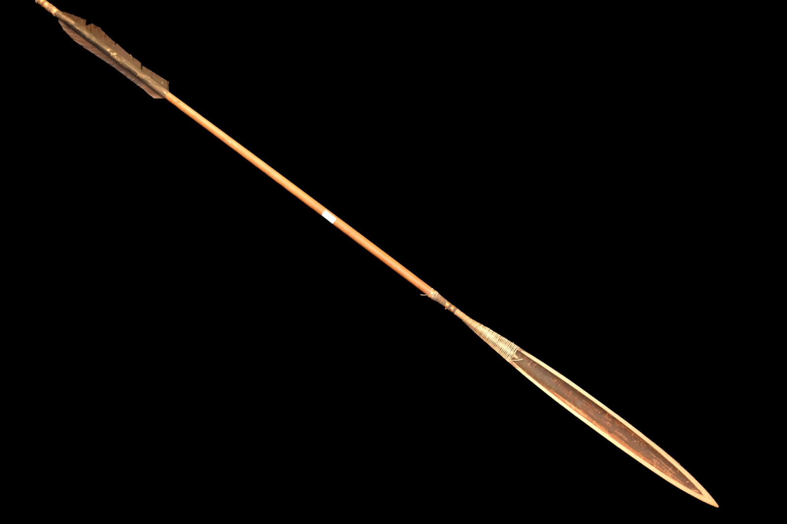 61 3/4" Wooden Brazilian Spear with feathers: 61 3/4" Wooden Brazilian Spear with feathers