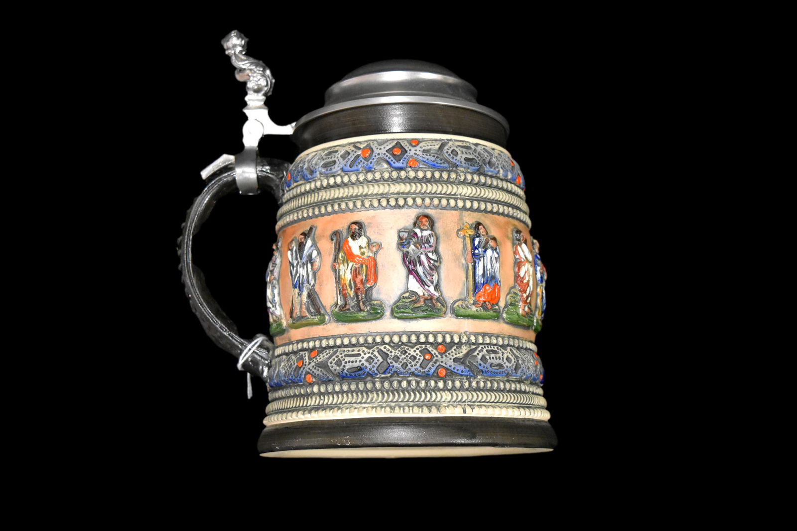 Large 7 1/2" Vintage German Beer Stein with 12 Apostles (1 of 9)