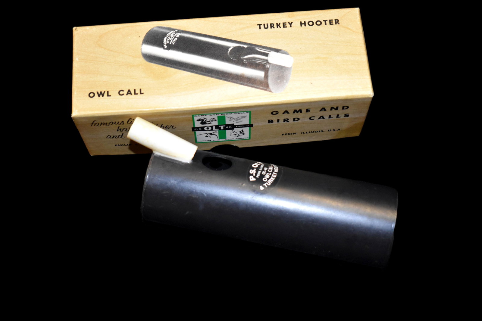 Mint Olt Owl call or turkey houter in original Box with: Mint Olt Owl call or turkey houter in original Box with papers
