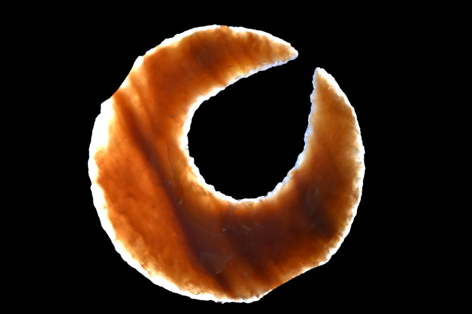 MAYAN FLINT ECCENTRIC OR NOSE RING, NICE TRANSLUCENT (1 of 6)
