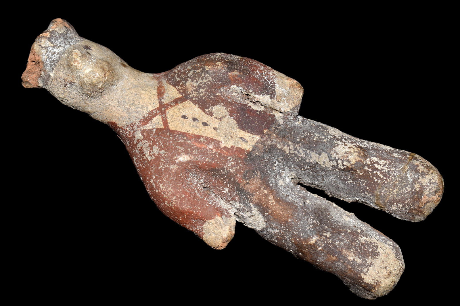 PRE-COLUMBIAN HUMAN EFFIGY DOLL, ALL ORIGINAL PAINT, (1 of 6)