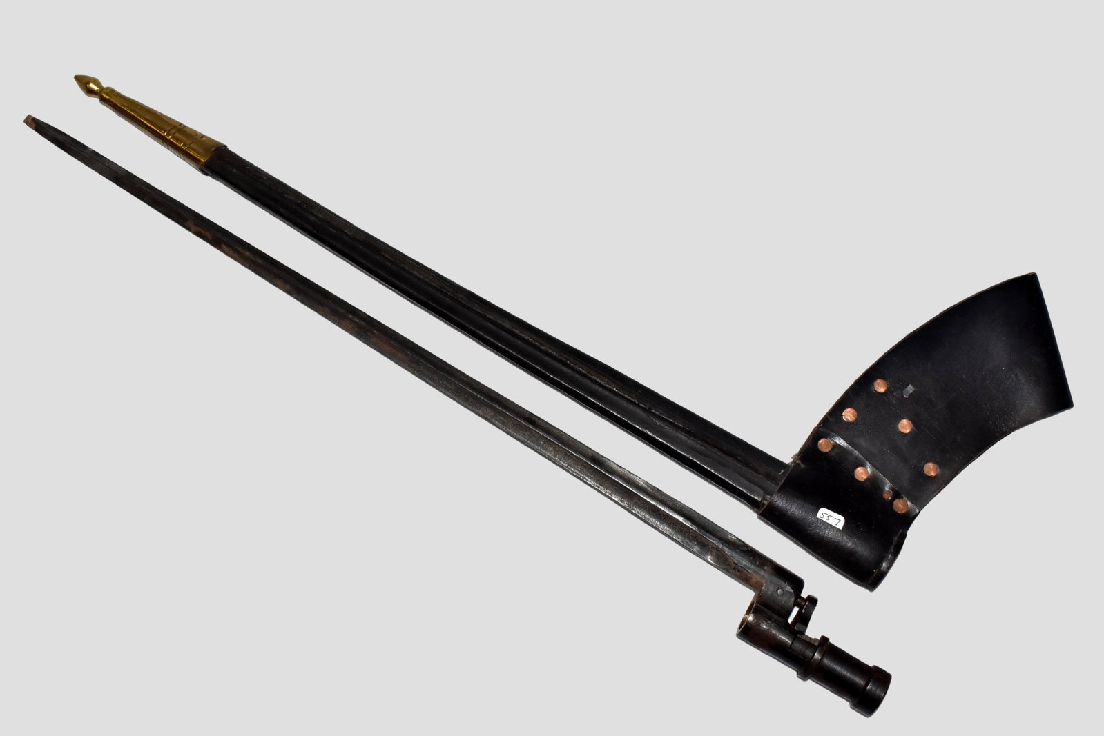 CIVIL WAR ERA 21 1/4" LONG BAYONET WITH SCABBORD, GREAT: CIVIL WAR ERA 21 1/4" LONG BAYONET WITH SCABBORD, GREAT CONDITION, EX WESTERN KENTUCKY MUSEUM