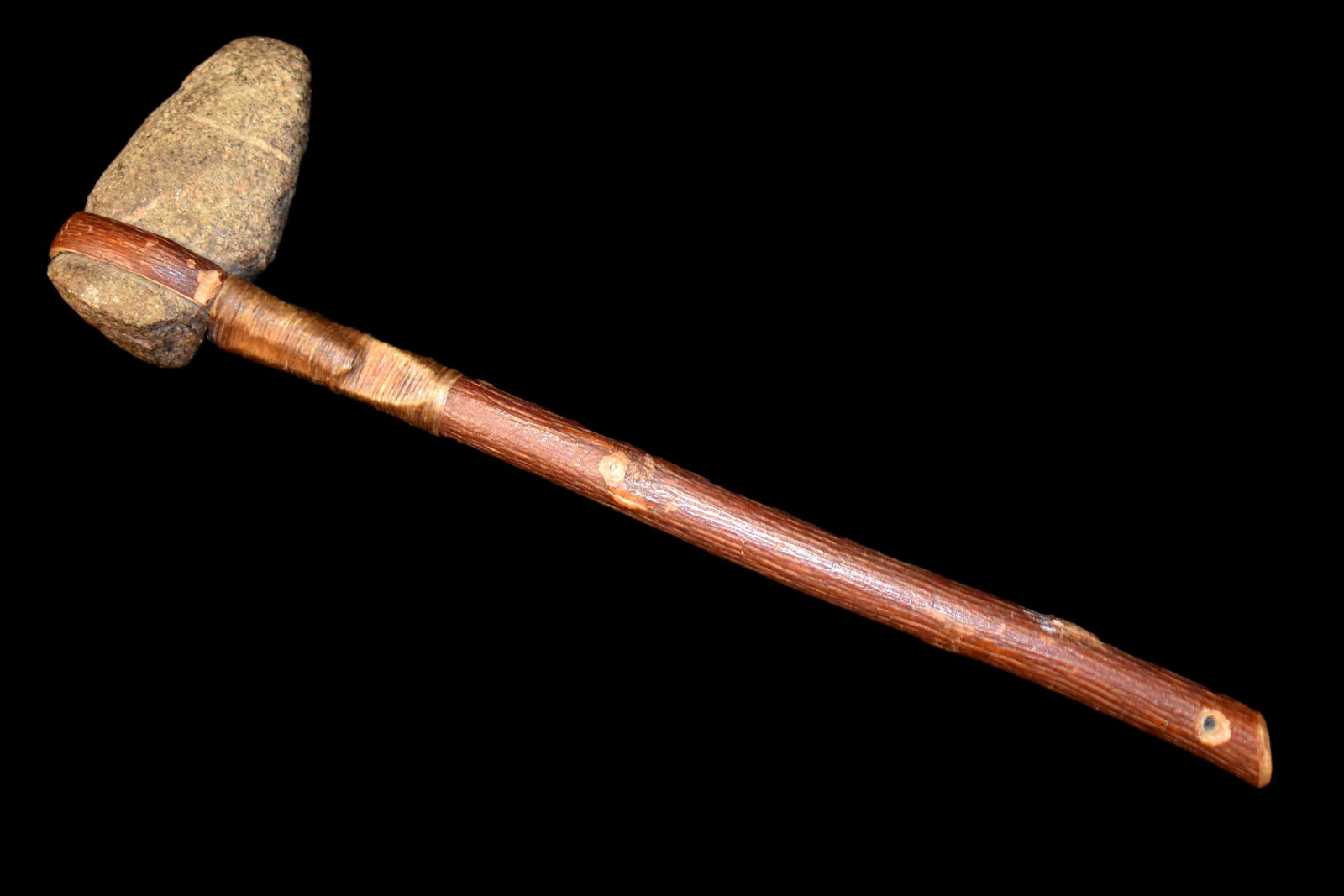 18 1/2" Ancient Native American Axe head attatched to a (1 of 1)