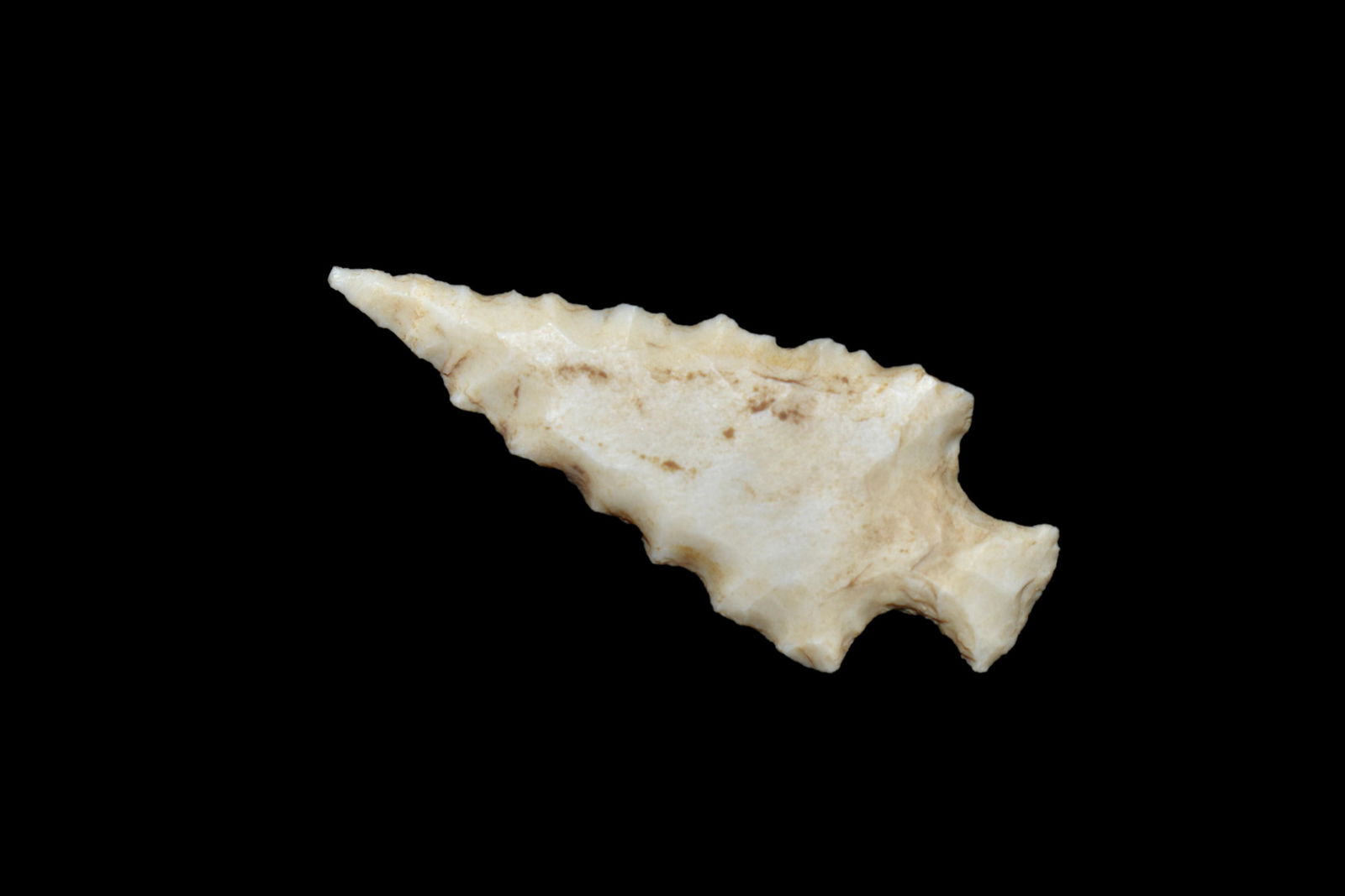 1 1/4" Serrated Birdpoint, found in Madison Co., (1 of 5)